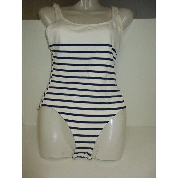 Solid & Striped One Piece Swimsuit Blue/White Striped Measures Small NWOT - Picture 1 of 2